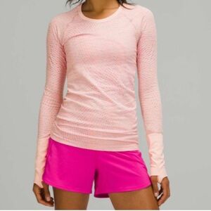 Lululemon Swiftly Tech Long Sleeve 2.0 in Grid Wrap Pink Mist Sonic Multi Size 4